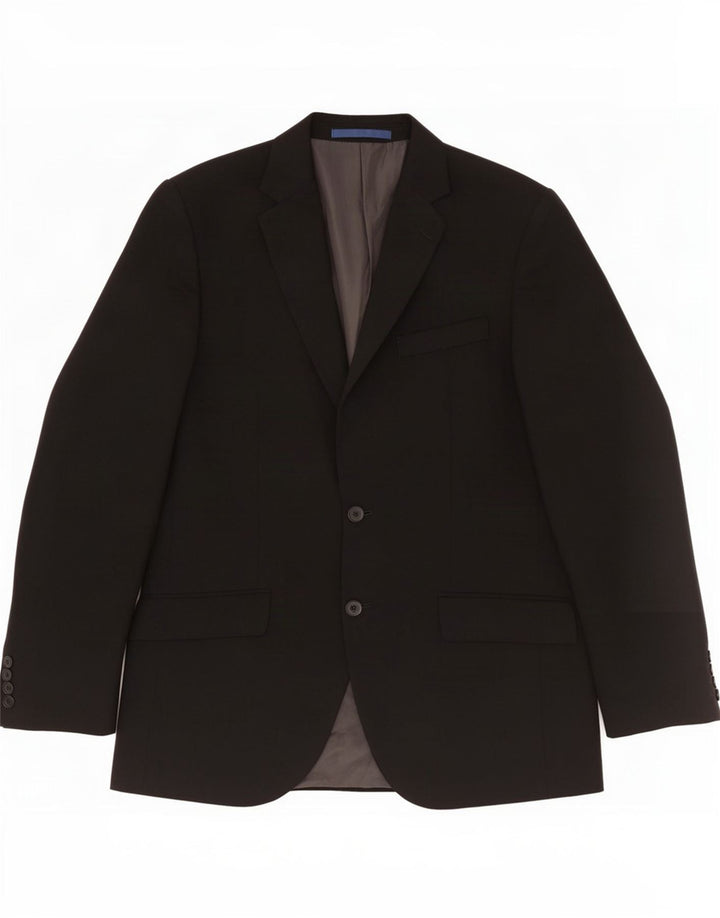 Jaqueta blazer masculina de 2 botões Marks & Spencer Reino Unido 38 médio preto lã nova