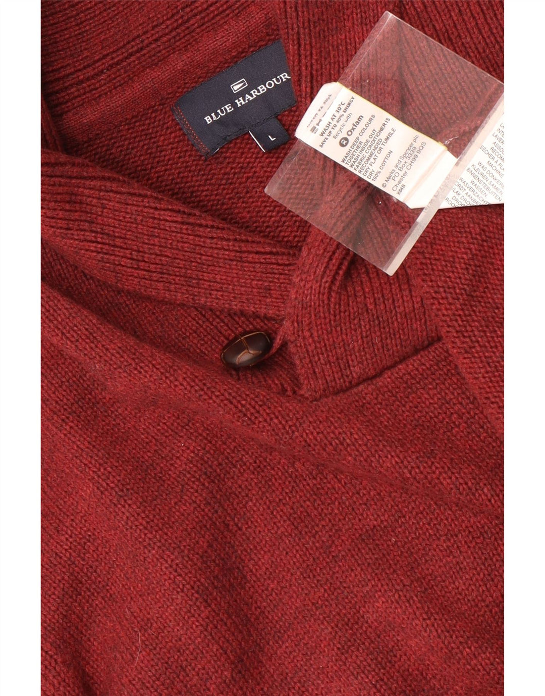Suéter masculino Marks & Spencer Blue Harbor xale com gola grande vermelho