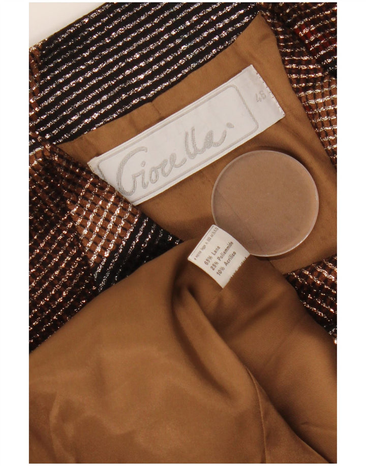 Jaqueta blazer feminina VINTAGE com 1 botão IT 46 grande multicolorida geométrica