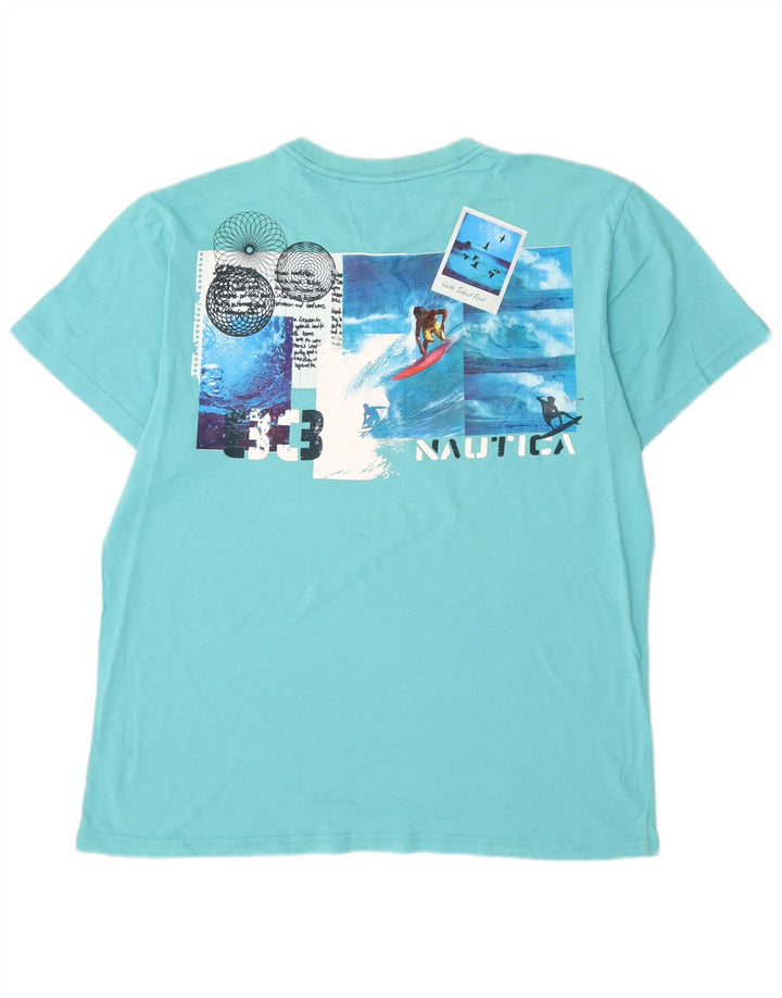 Camiseta masculina gráfica Nautica Top médio algodão turquesa
