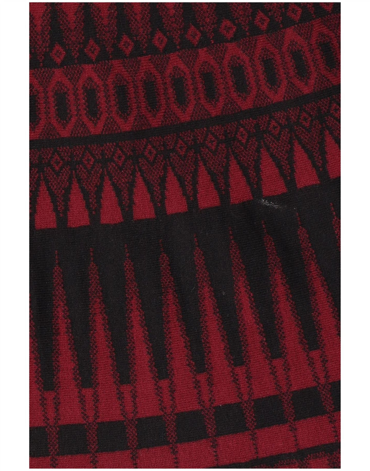 HOBBS Vestido feminino manga 3/4 Reino Unido 10 viscose geométrica vermelha pequena