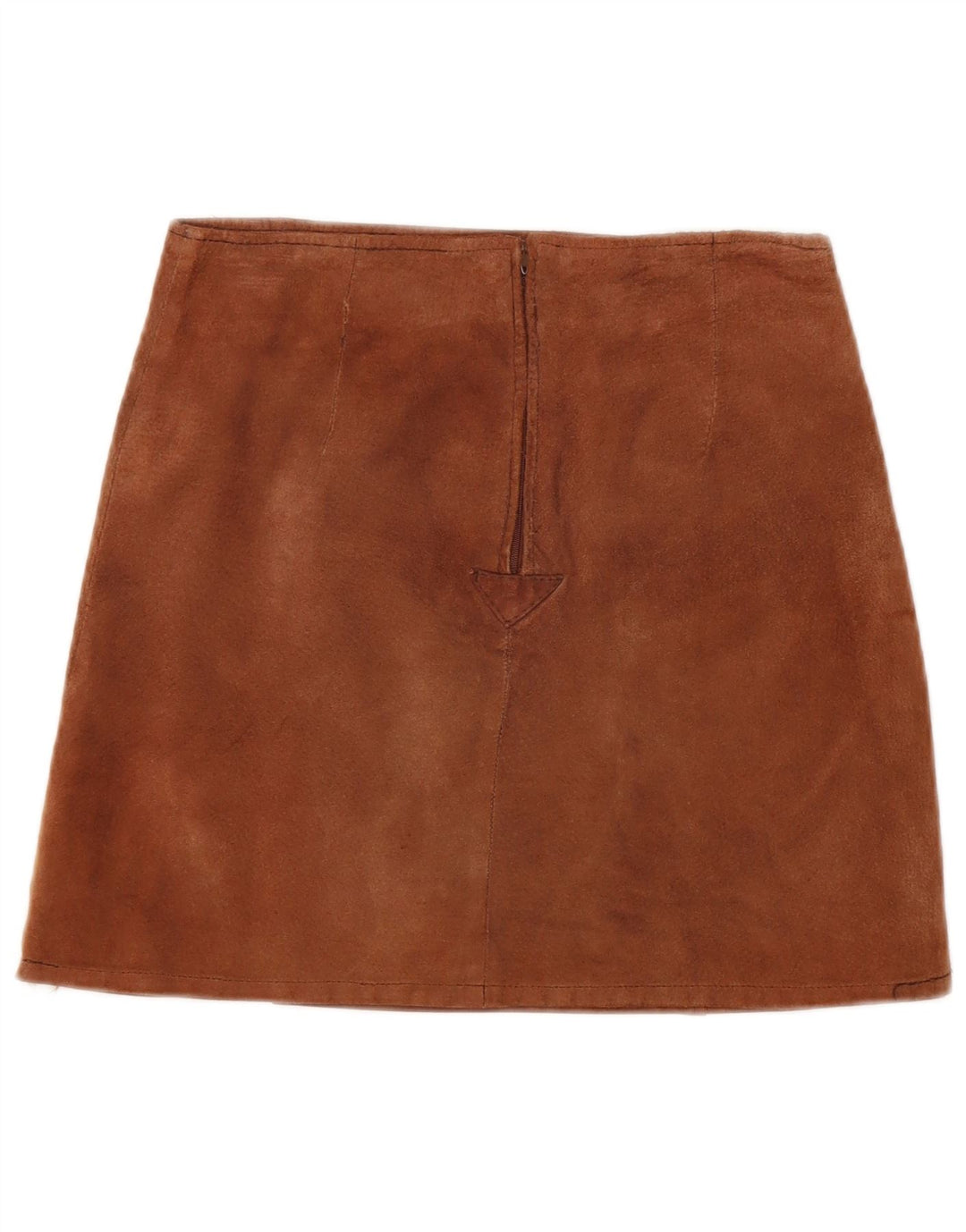 Minissaia feminina vintage de camurça média W26 couro marrom