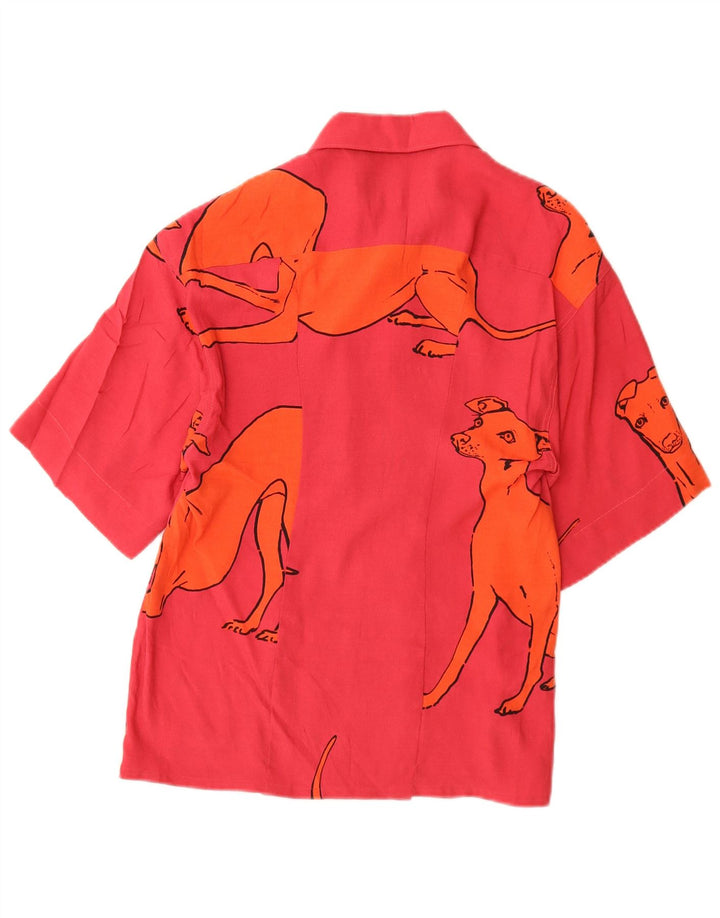 Camisa feminina de manga curta PAUL SMITH IT 40 pequena vermelha com estampa animal viscose