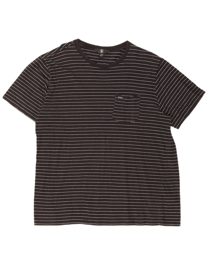 Camiseta masculina VOLCOM Top 2XL algodão listrado preto