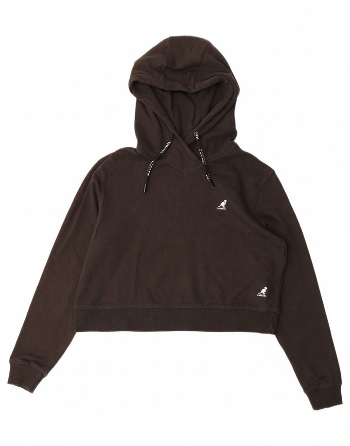 KANGOL Suéter feminino com capuz e corte UK 14 grande algodão preto