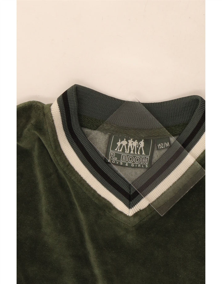Camiseta masculina VINTAGE 12-13 anos verde médio colorblock algodão