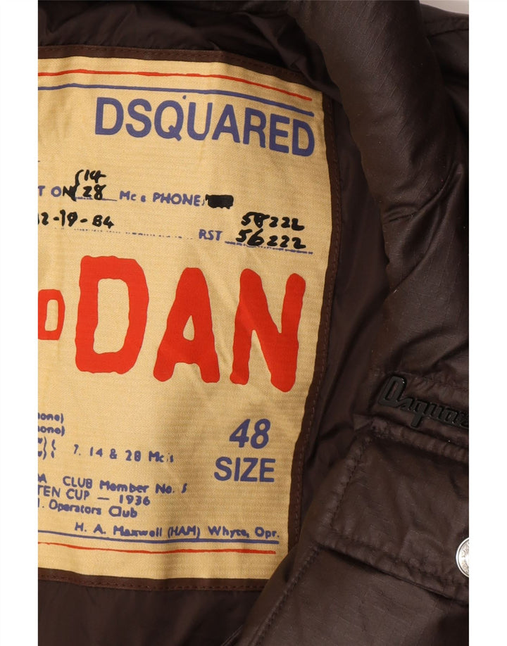 Jaqueta acolchoada masculina Dsquared com zíper IT 48 marrom médio designer