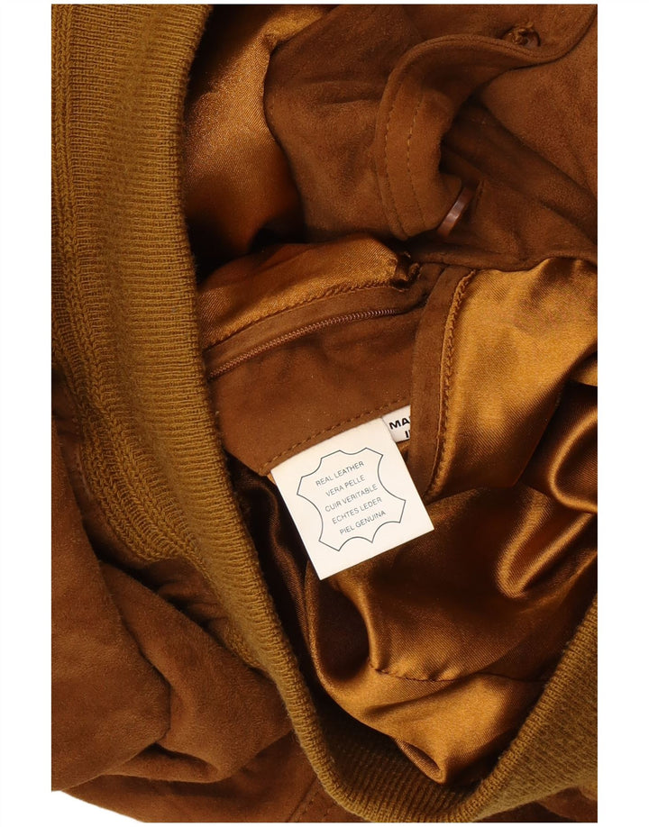 Jaqueta masculina vintage de camurça Reino Unido 40 grande couro marrom