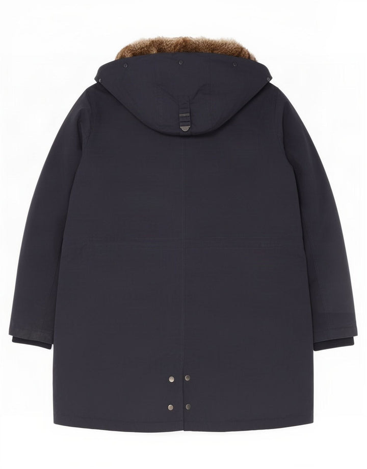 Jaqueta parka feminina com capuz Marks & Spencer Reino Unido 20 3XL poliéster azul marinho