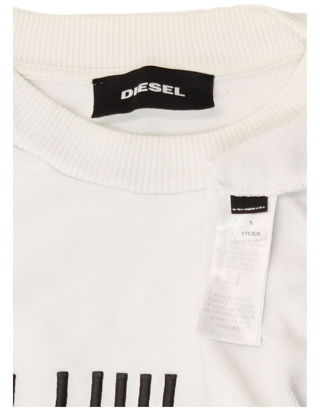 Diesel masculino gráfico moletom jumper pequeno algodão branco