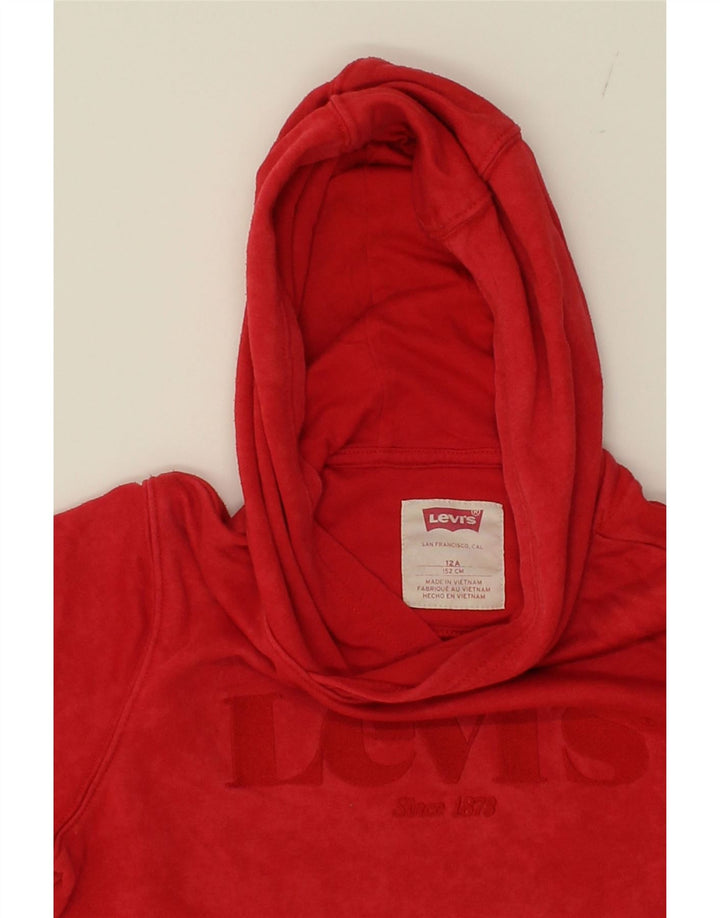 LEVI'S Boys Graphic Hoodie Jumper 11-12 Years Red Cotton Vintage Levi's and Second-Hand Levi's from Messina Hembry 