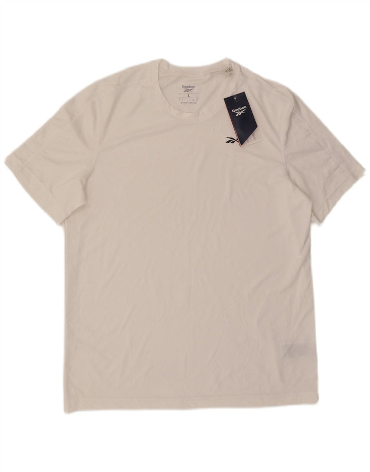 Camiseta masculina Reebok Top grande poliéster branco