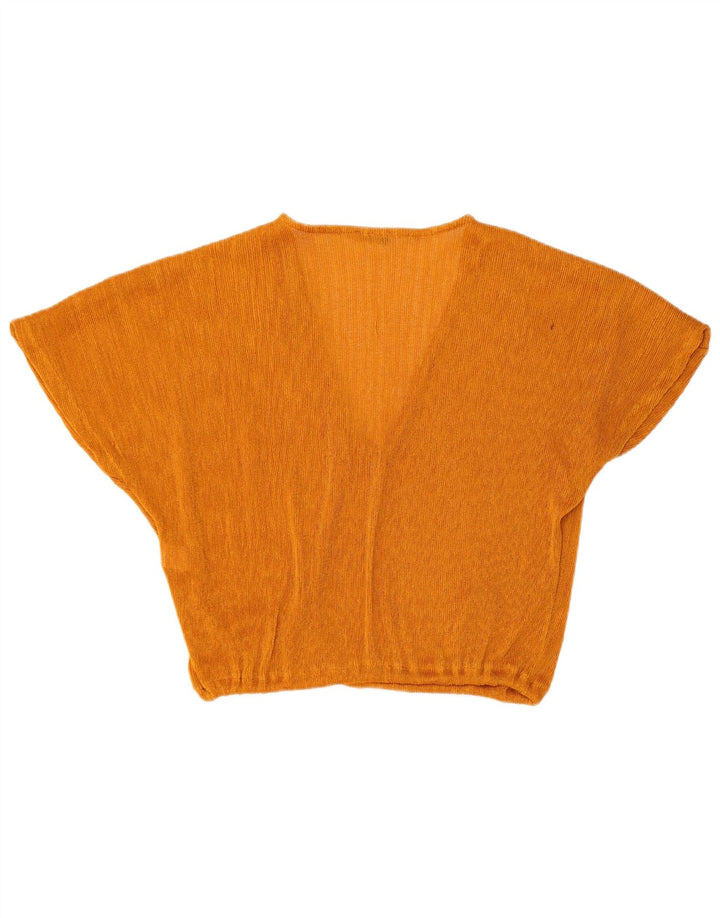 Zara Womens Short Sleeve Crop Top UK 14 Grande Laranja Poliéster