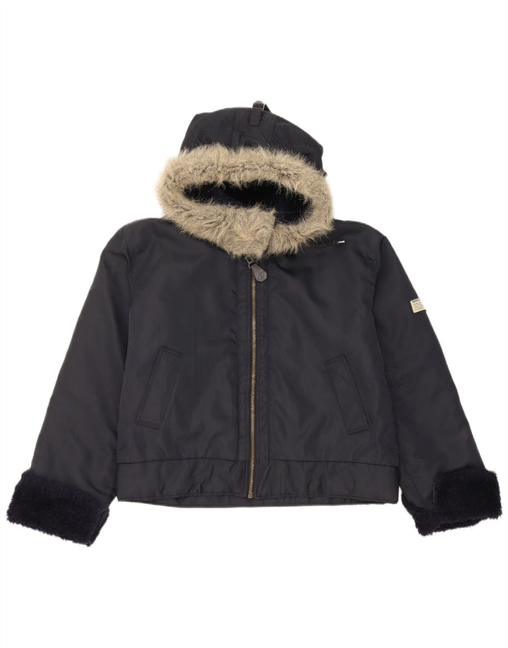 Jaqueta bomber feminina com capuz Dkny Reino Unido 16 grande azul marinho nylon
