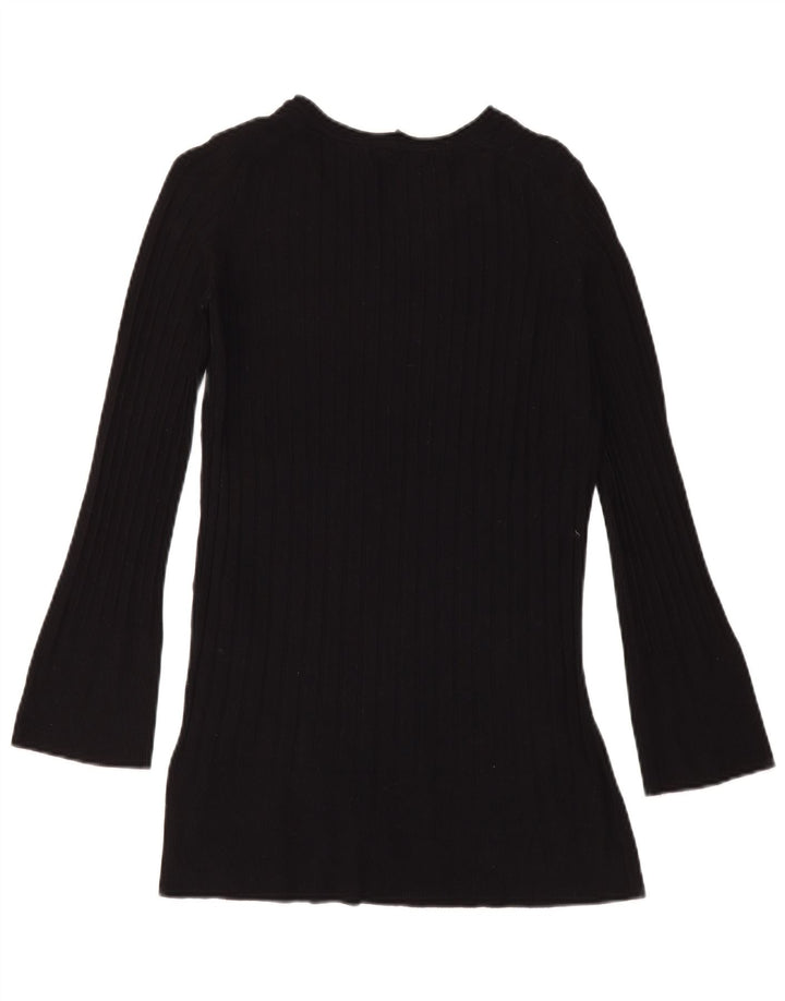 Suéter feminino Marks & Spencer com decote em V Reino Unido 8 pequeno preto viscose