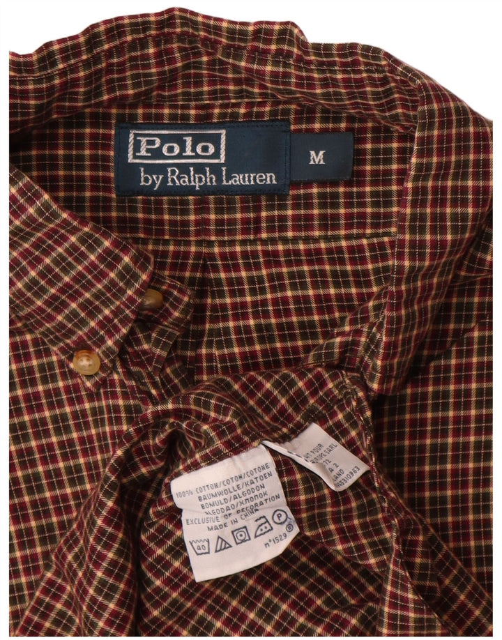 Camisa masculina de flanela Polo Ralph Lauren de algodão xadrez marrom médio