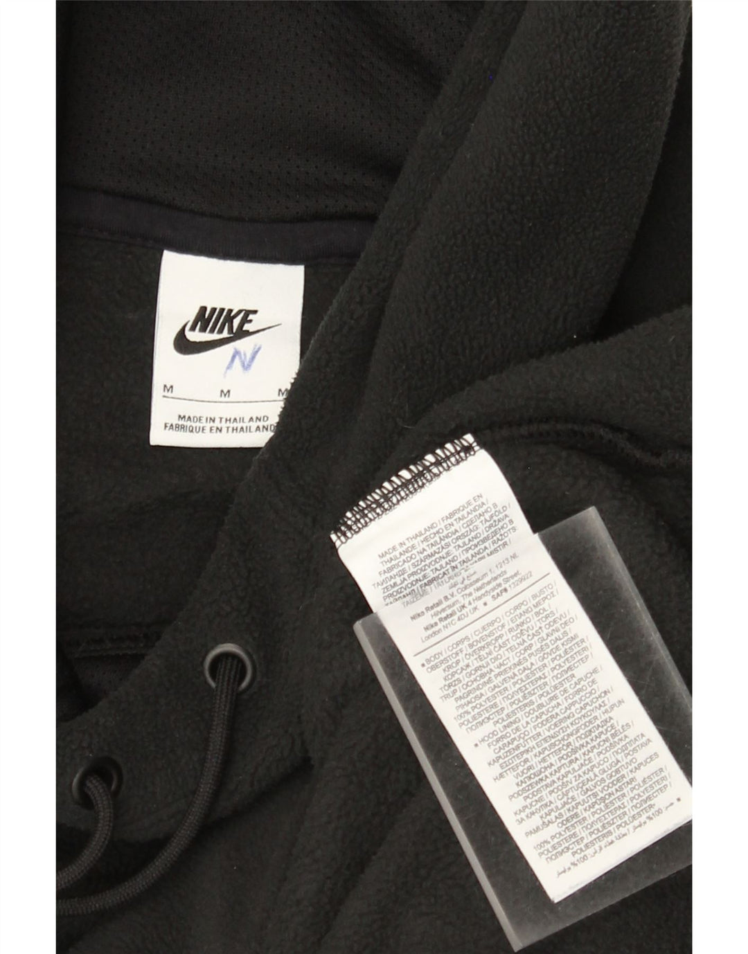 Jumper de lã com capuz gráfico masculino Nike médio preto poliéster