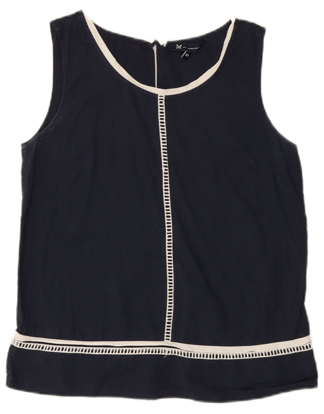J. Crew colete feminino top UK 10 pequeno algodão azul marinho