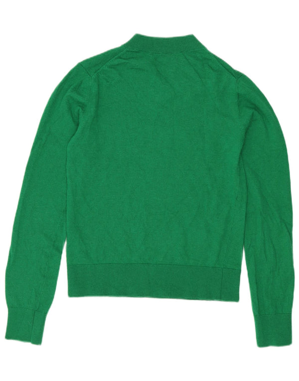 Suéter feminino Massimo Dutti com decote em V Reino Unido 6 XS lã verde