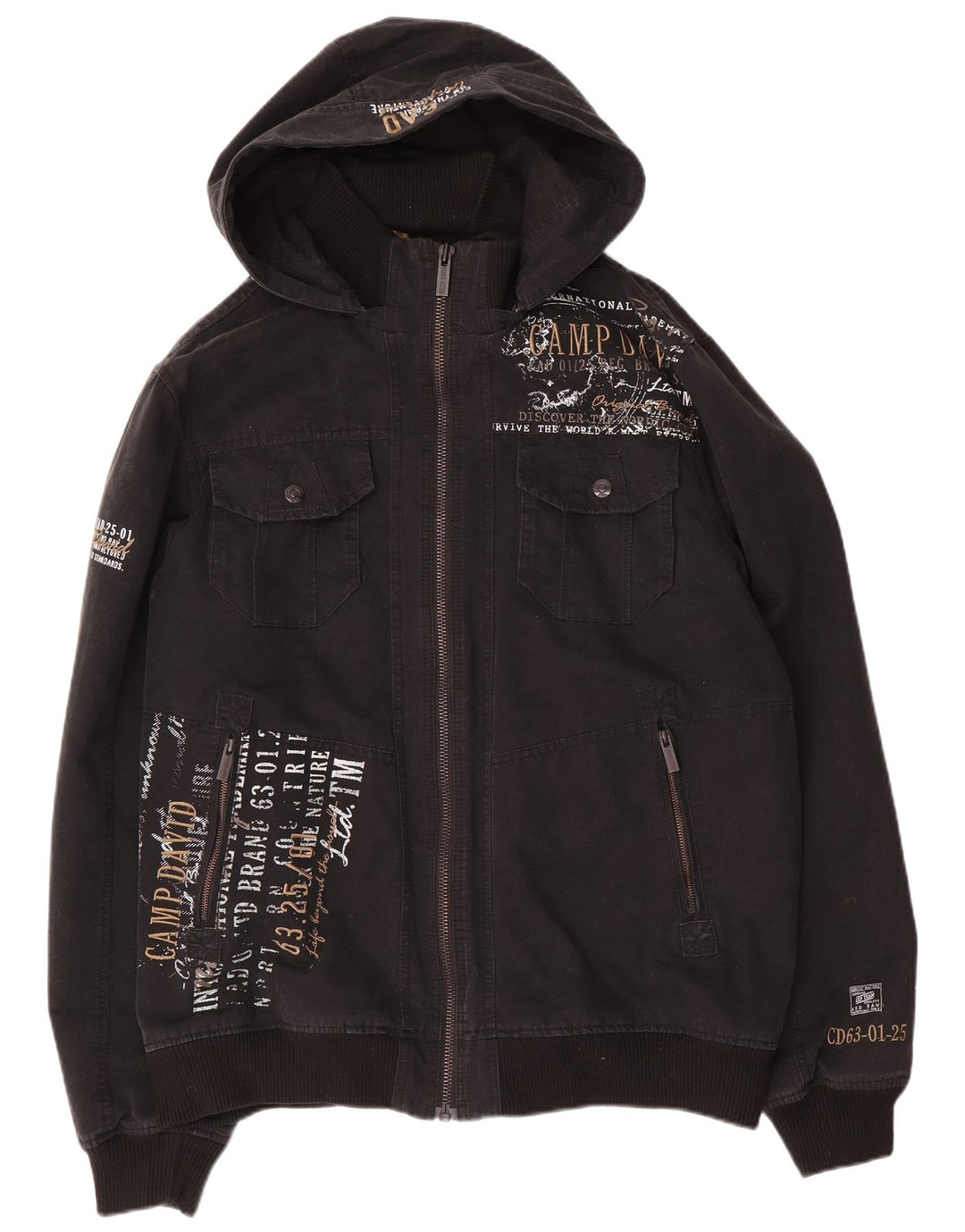 Jaqueta bomber masculina Camp David UK 42 XL algodão preto