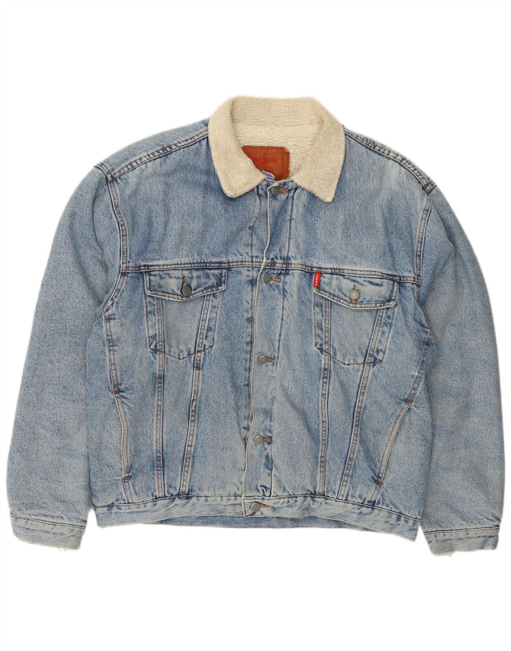 Jaqueta jeans masculina VINTAGE Sherpa UK 41 XL algodão azul