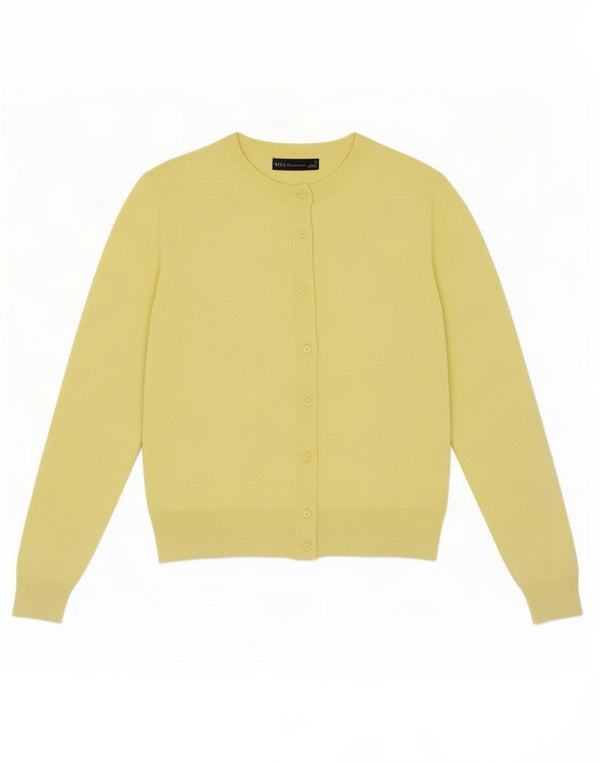 Suéter cardigã feminino Marks & Spencer Reino Unido 14 viscose amarela média