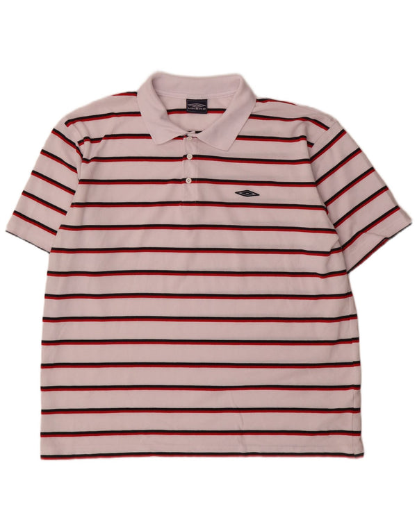 Camisa polo masculina Umbro 2XL poliéster listrado branco
