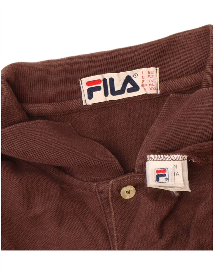 Camisa polo masculina Fila IT 52 grande algodão marrom