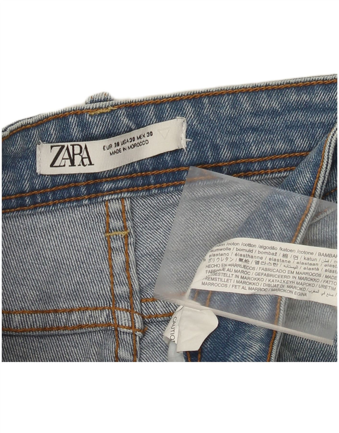 Zara Mens Denim Shorts EU 38 Pequeno W30 Azul Algodão