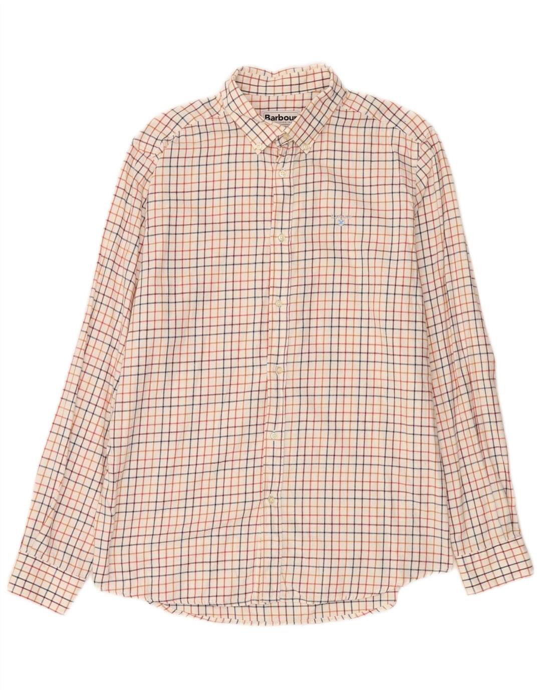 Camisa masculina Barbour Tailored Fit grande algodão xadrez branco