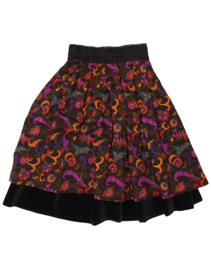 Saia feminina vintage em camadas W27 pequena lã paisley multicolorida