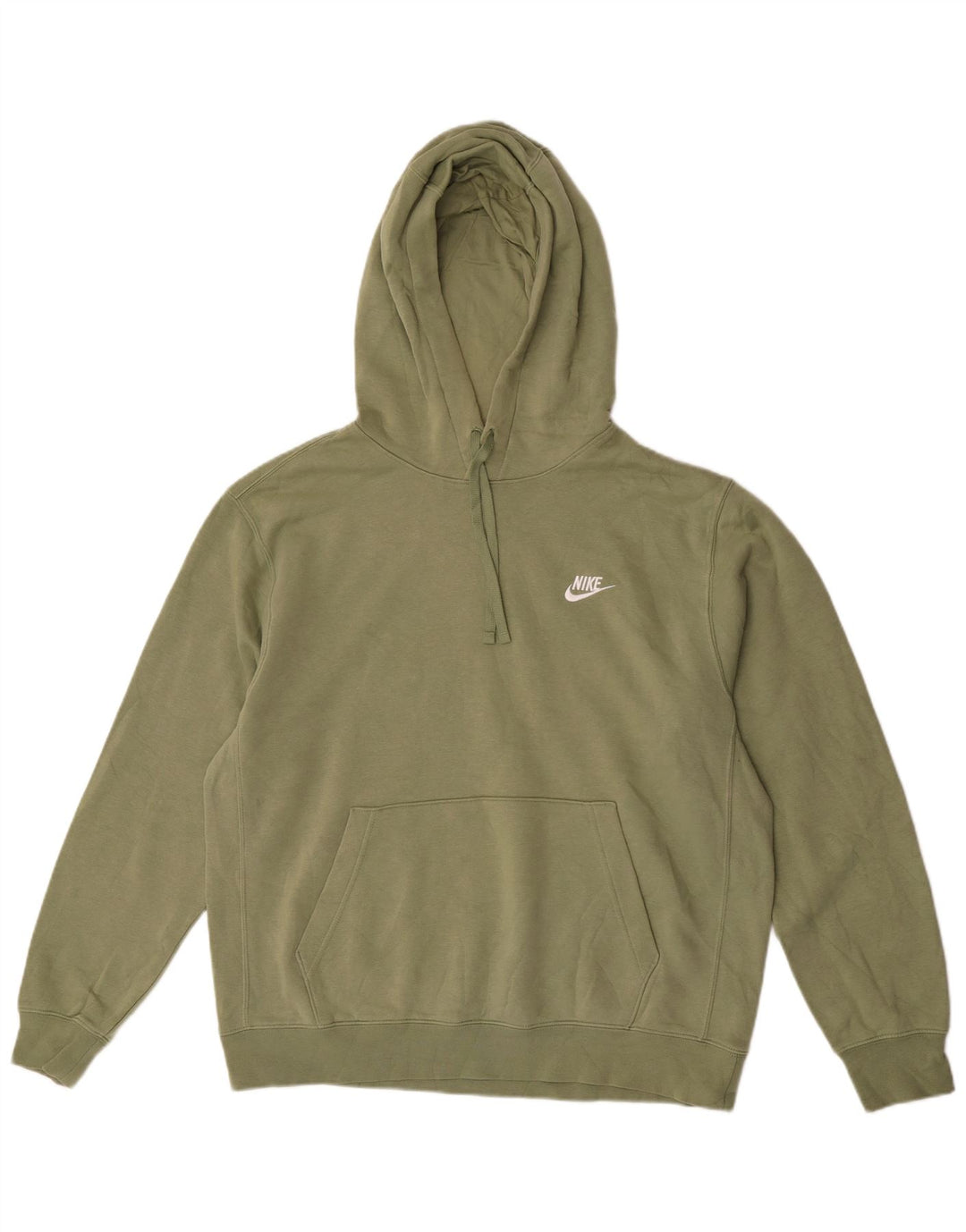 Nike Mens Hoodie Jumper Grande Algodão Verde