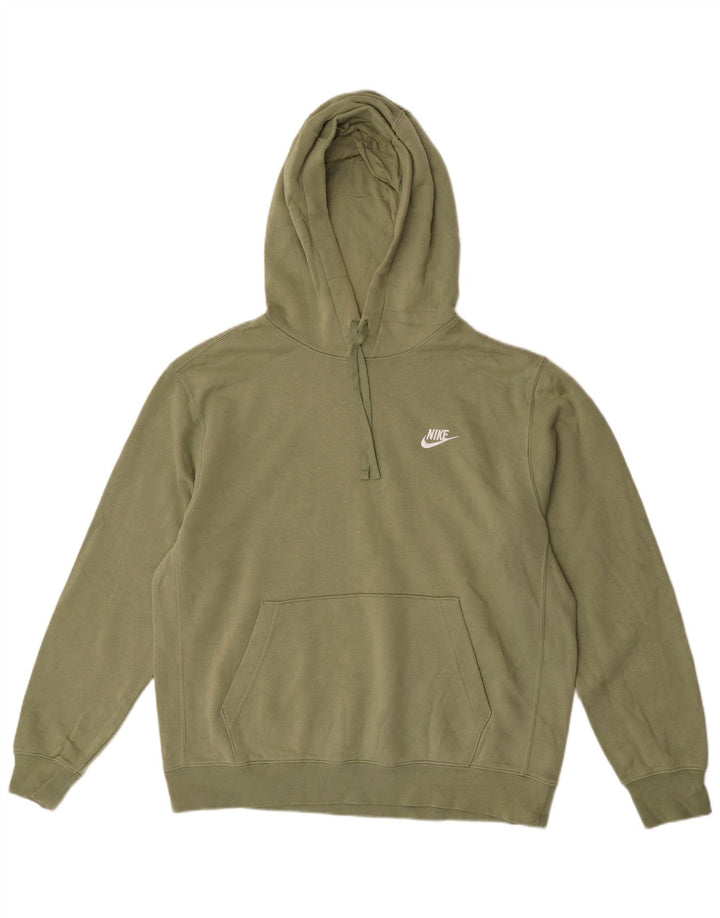 Nike Mens Hoodie Jumper Grande Algodão Verde