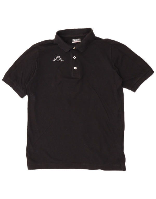 Camisa polo masculina Kappa gráfica pequena de algodão preto