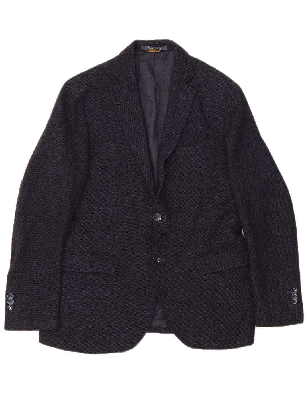 Jaqueta blazer masculina Massimo Dutti com 2 botões UE 48 lã azul marinho médio