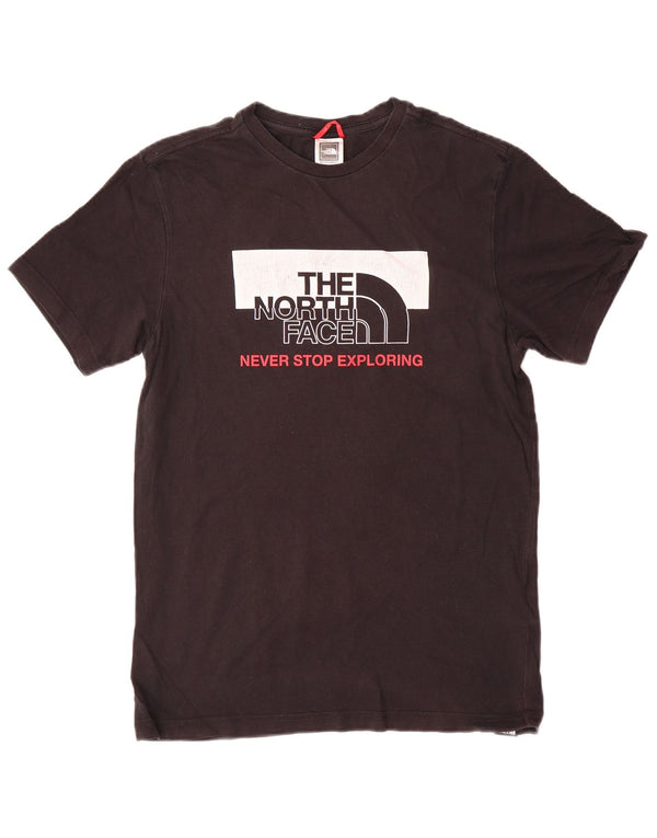 Camiseta gráfica masculina The North Face, top pequeno de algodão preto