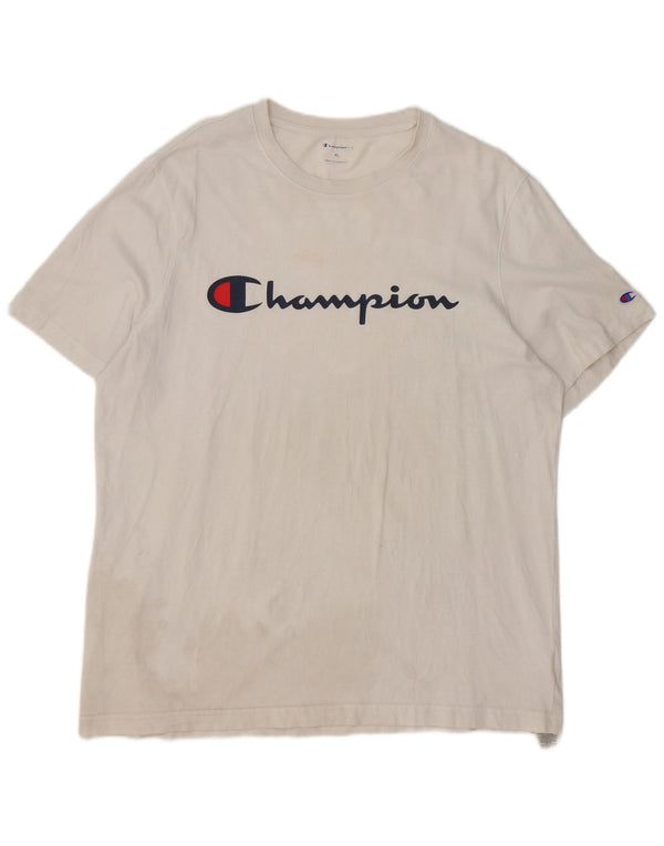 Camiseta masculina estampada Champion XL algodão branco
