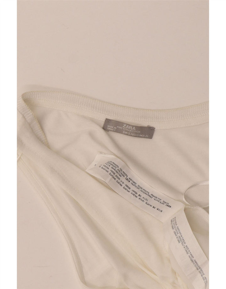 Zara Womens Crop Vest Top UK 8 Pequeno Viscose Branca