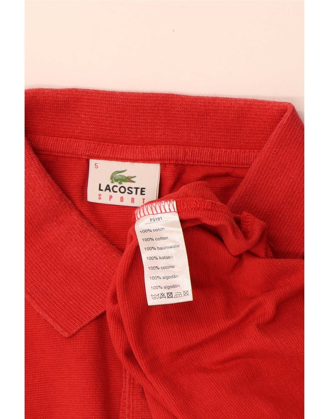 Camisa polo masculina Lacoste tamanho 5 grande algodão vermelho