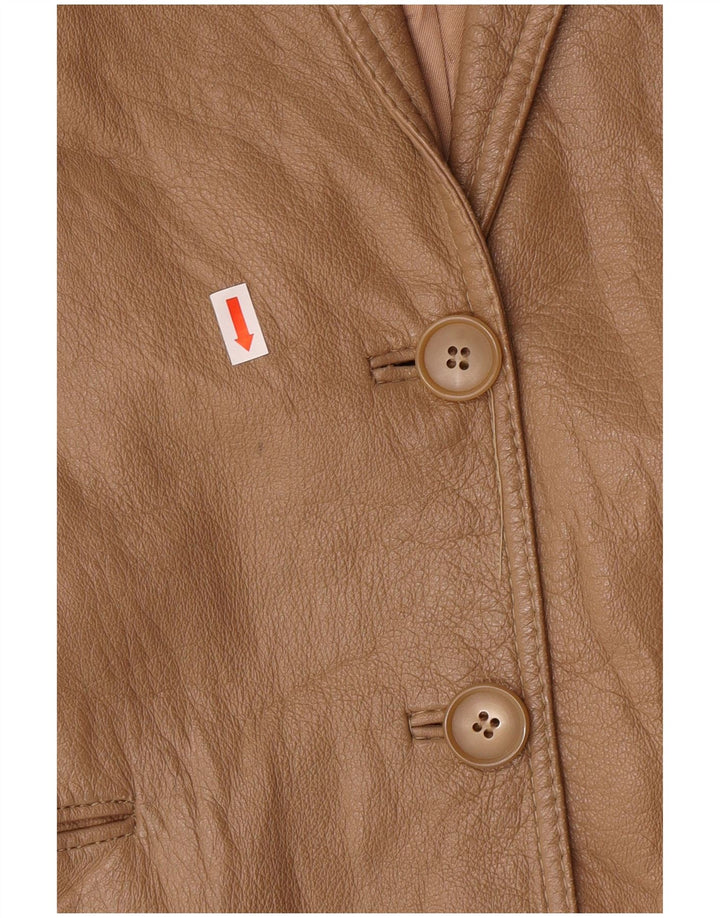 Jaqueta blazer feminina vintage com 2 botões IT 44 couro bege médio clássico