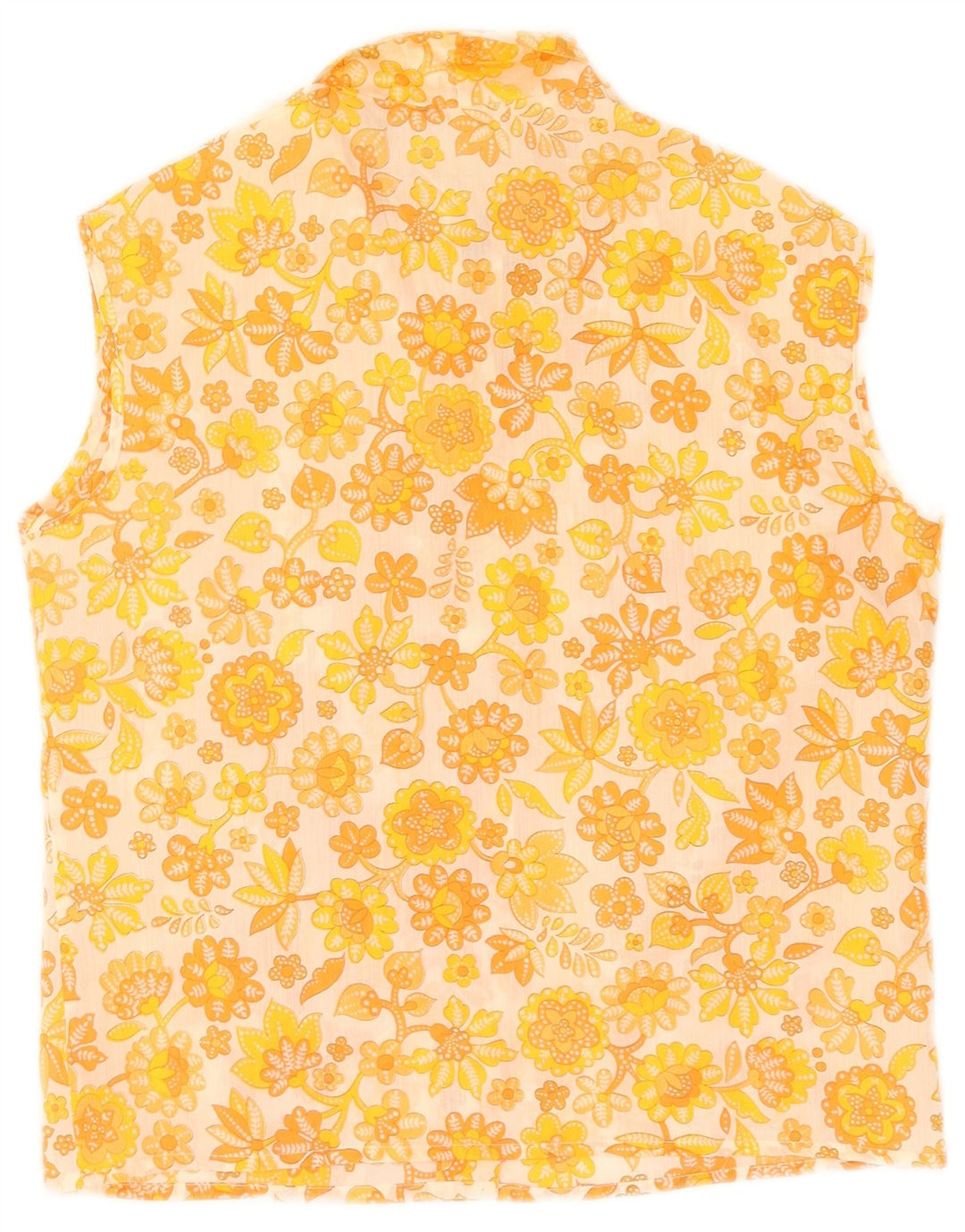 Blusa feminina sem mangas Diolen Reino Unido 14 poliéster floral amarelo médio
