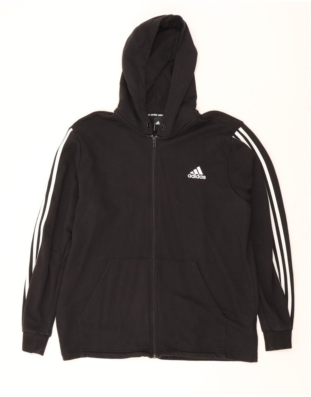 Adidas masculino zip moletom com capuz XL algodão preto