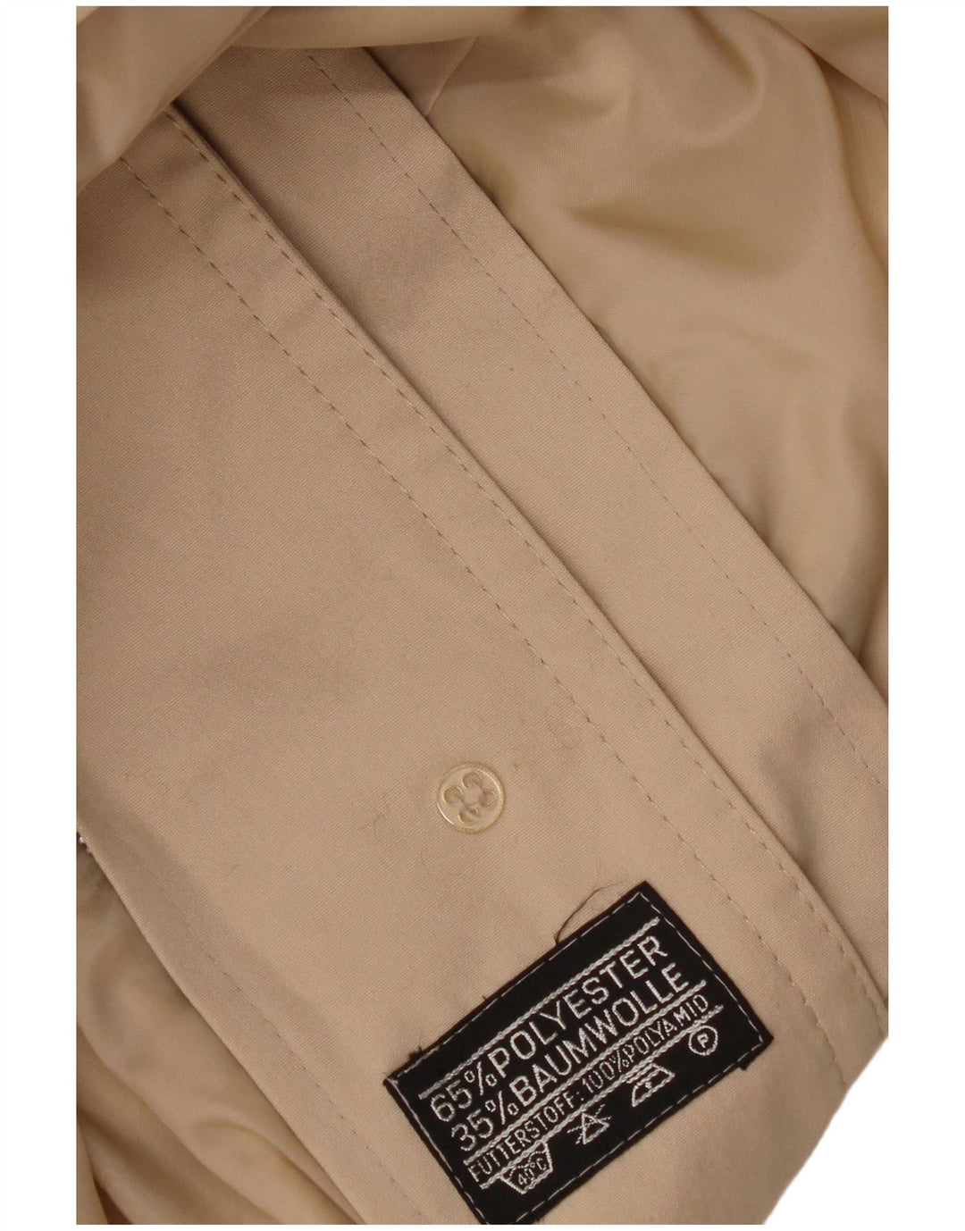 Sobretudo feminino vintage com capuz UK 16 poliéster bege grande