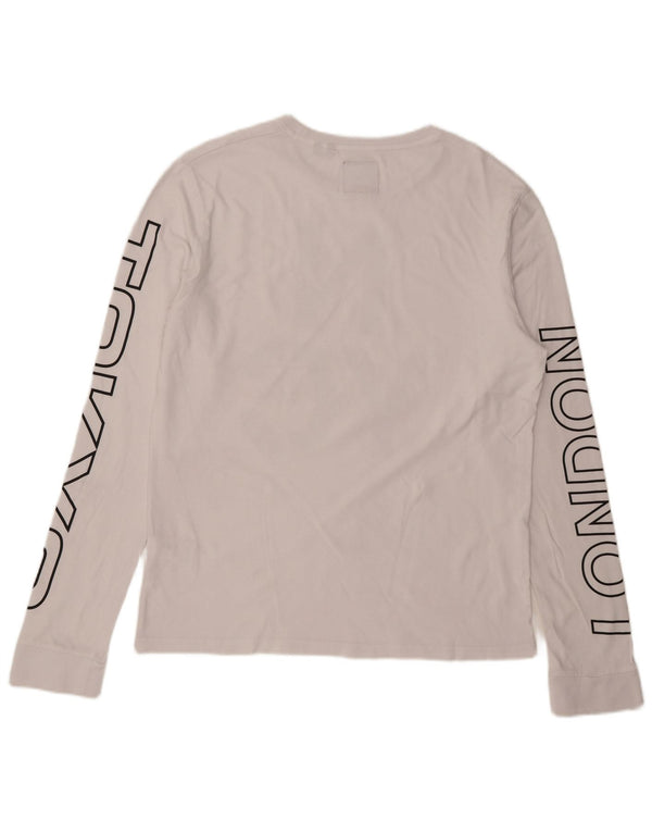 Top gráfico masculino Superdry manga comprida 2XL algodão branco