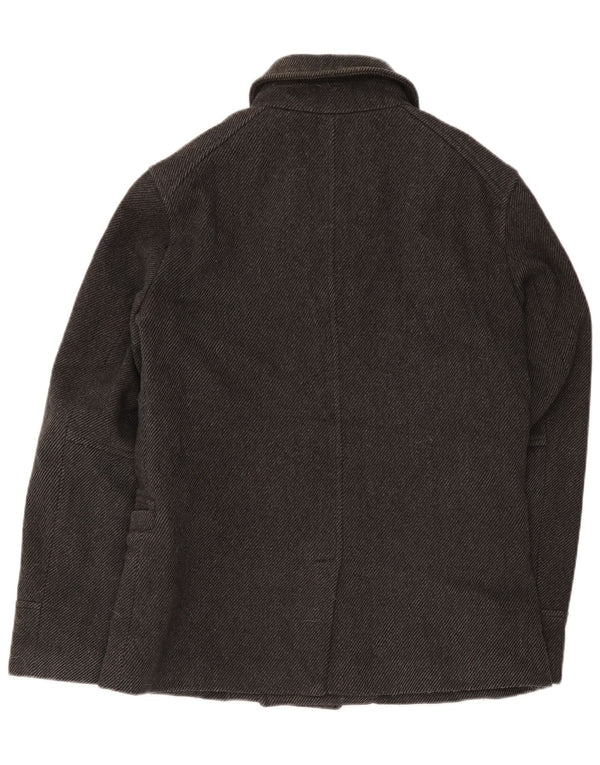 Superdry Mens Pea Coat UK 40 Grande Lã Cinza