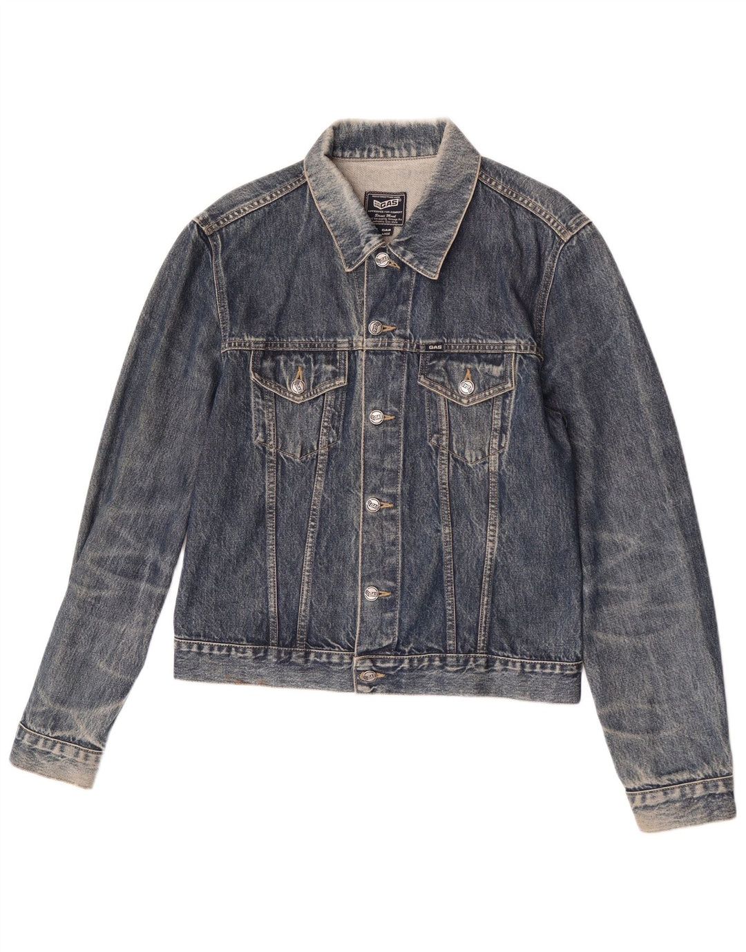 Jaqueta jeans masculina Gas UK 40 grande algodão azul
