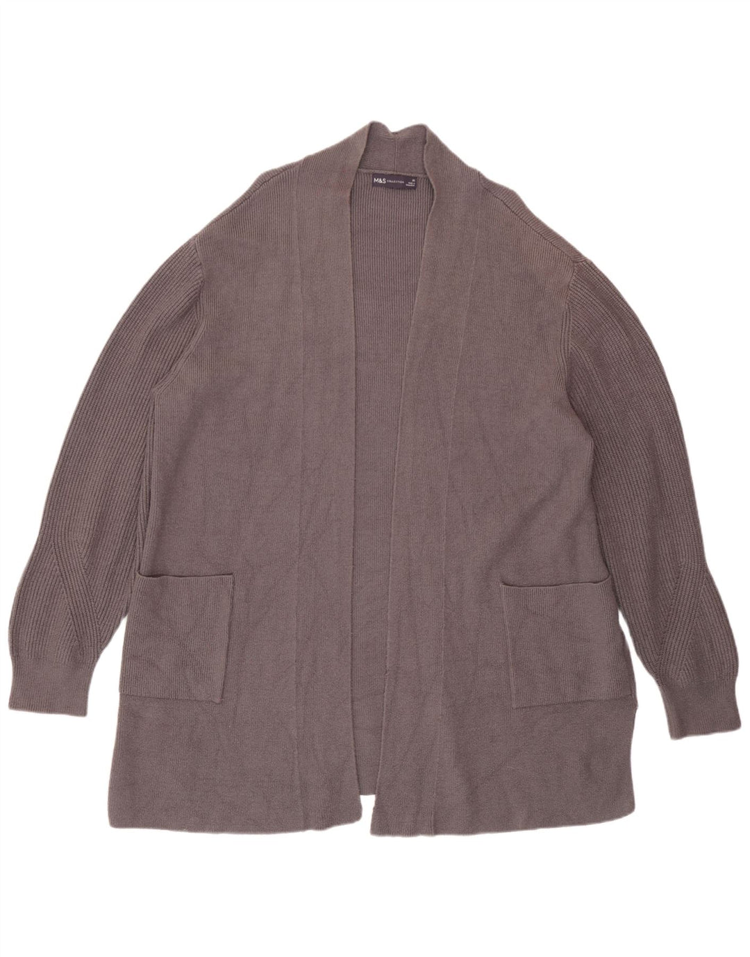 Suéter cardigã aberto feminino Marks & Spencer UK 20 2XL cinza viscose