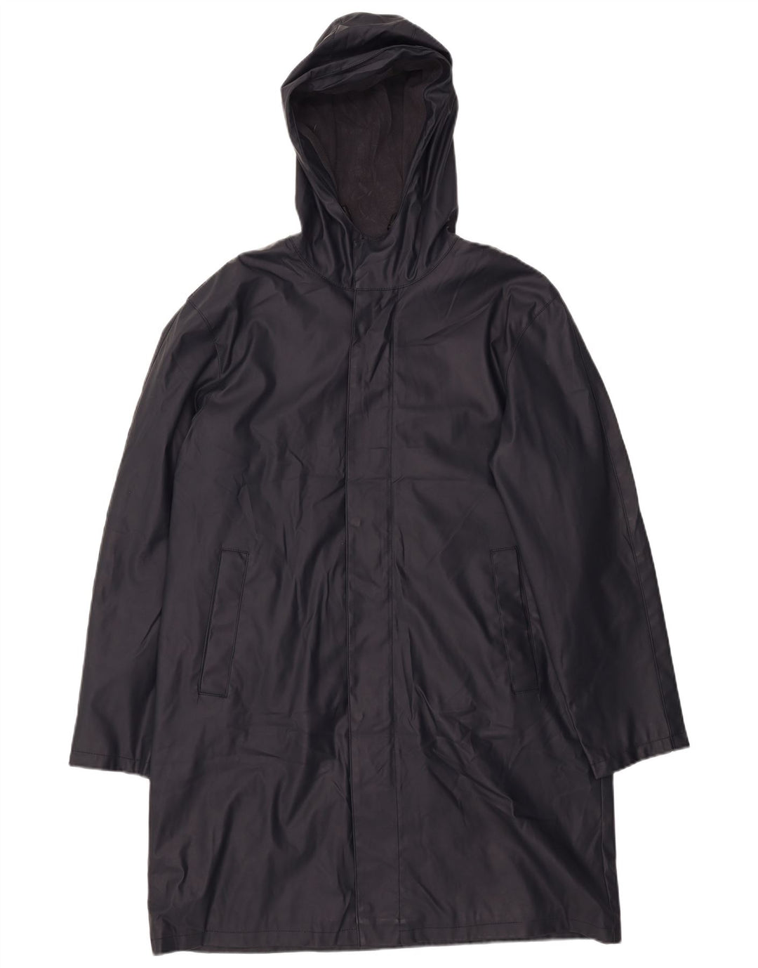 Casaco corta-vento masculino com capuz ZARA Reino Unido 40 grande poliéster azul marinho