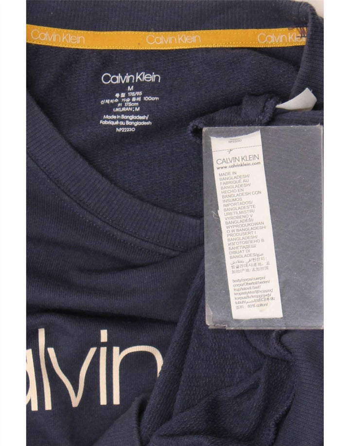 Calvin Klein moletom gráfico masculino jumper médio azul marinho algodão