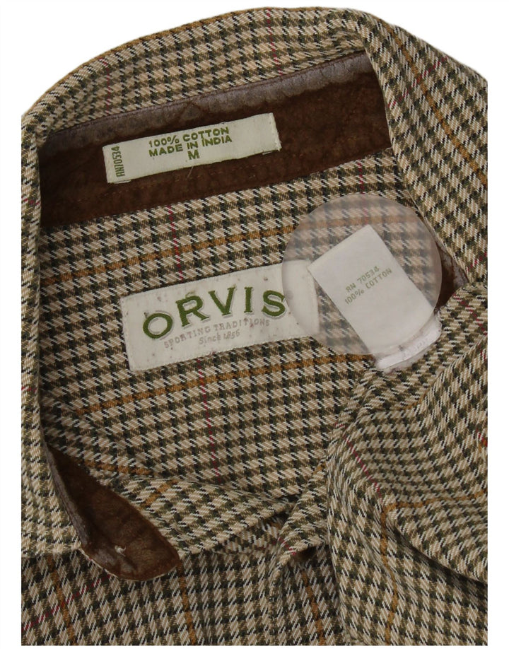 Camisa masculina de flanela Orvis algodão houndstooth verde médio